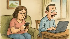 Виц: Facebook. Жената: „Скучно ми е“