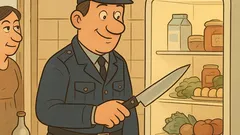 Виц: Защо полицаят държи нож в хладилника?