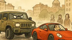 Виц: Поршето изпревари Хамъра отдясно