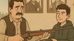 Виц: Тате, дай ми пушката за мечка!