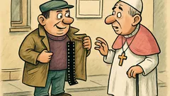 Виц: Продавам фотографска лента, осветена от папата