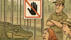 Виц: Моля, не хранете крокодила с ръце!
