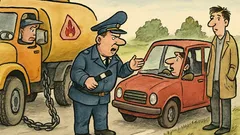 Виц: Пътува бензиновоз, а отзад...