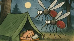 Виц: Турист лежи в палатката и слуша...