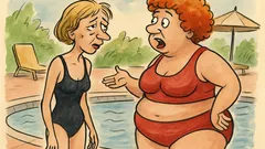 Виц: На басейна две приятелки си говорят