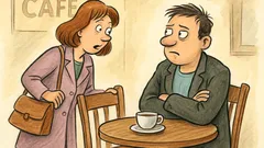 Виц: Жена пита мъж в кафенето...