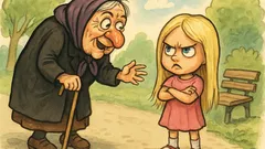 Виц: Възрастна жена заговаря красиво дете