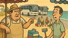 Виц: Концесионер на гръцки плаж казва…