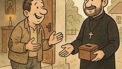 Виц: Колко ви дължа, отче?