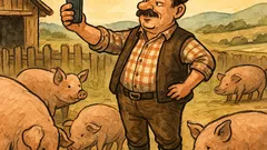 Виц: Стоян позира сред прасетата...