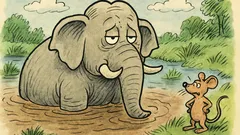 Виц: Едно мишле гледа слон в блатото